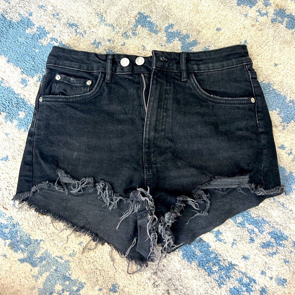 ZARA black denim shorts size USA 6